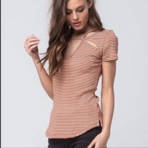 Free People Frenchie Striped Cutout Tee Size L